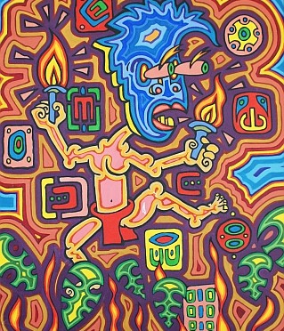 Mayan and Huichol inspired paintings